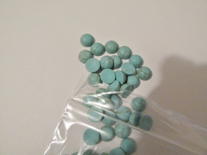 (image for) 8mm round Turquoise Mangesite cabs(50pc) #GGCAB-28